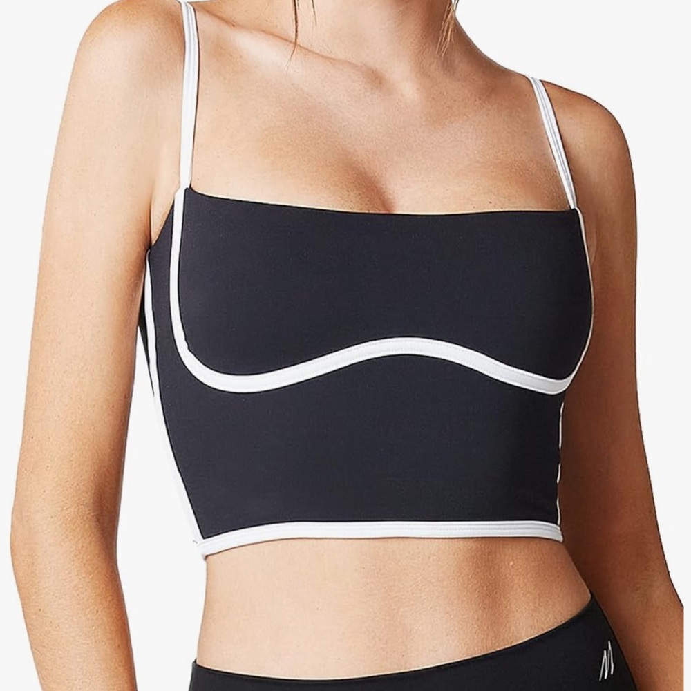 Move With You Spaghetti Strap Sports Bra Tank Top Black